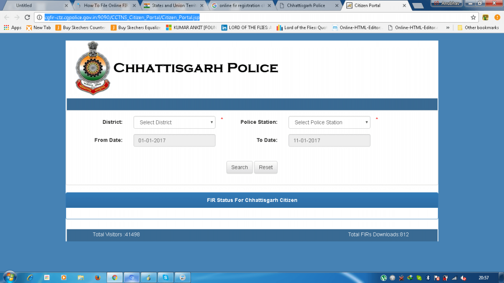 Chattishgarh police online portal