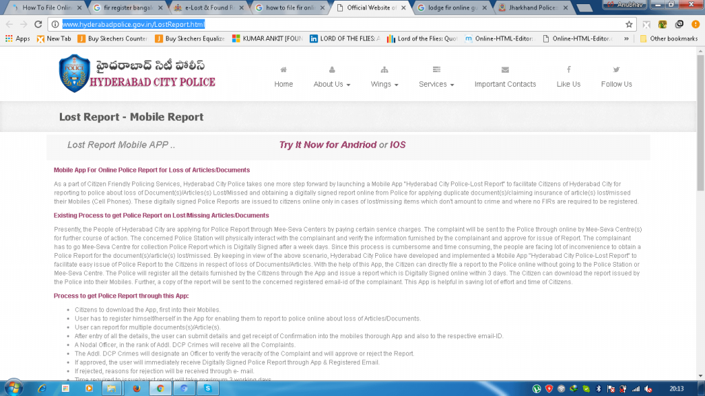 Hyderabad city police online portal