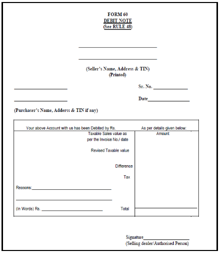 debit note format
