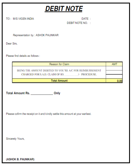 debit note entry