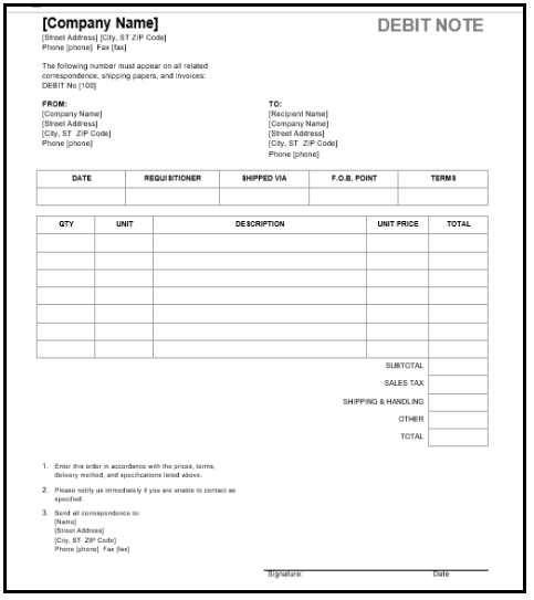 debit note